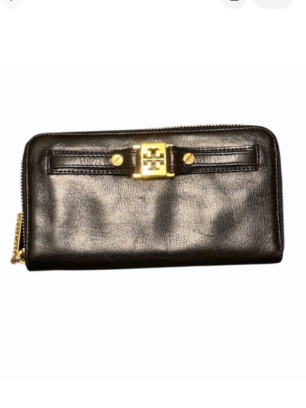 Tory Burch Black Nordstrom Anniversary Gold Tome Zip-Around Continental Wallet
